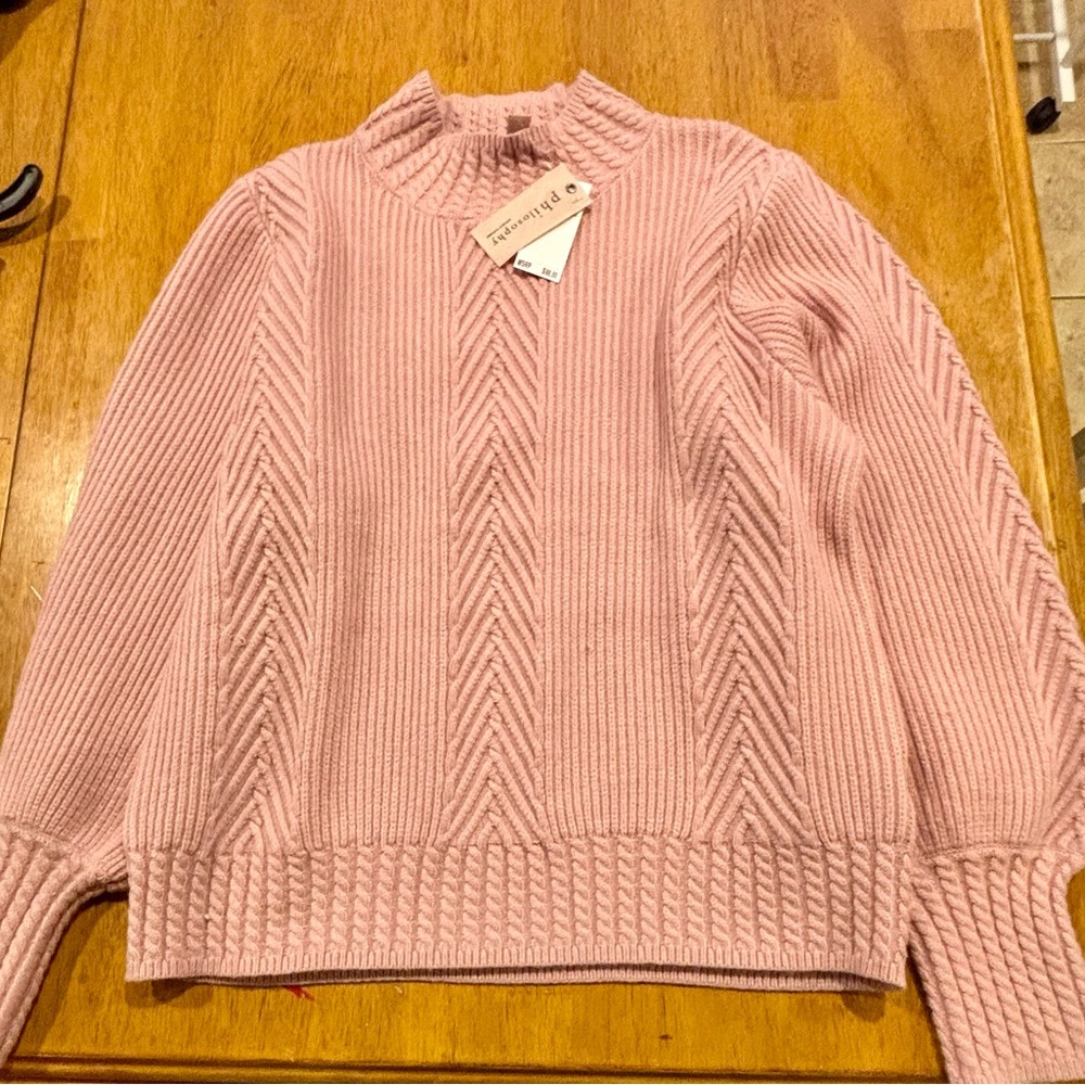 Philosophy Republic Clothing Blush Pink Textured Knit Sweater XL NWT